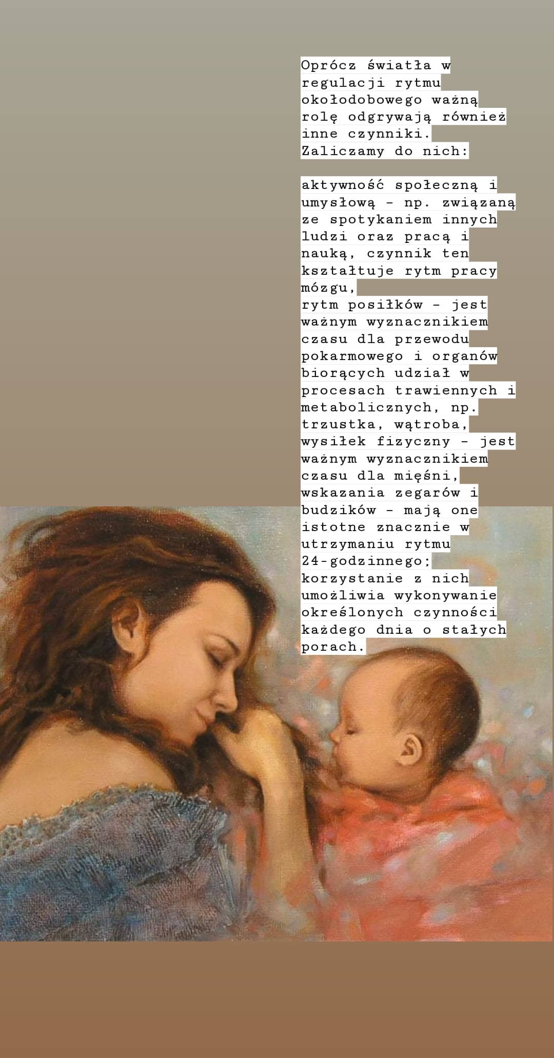 Oprócz światła w regulacji rytmu okołodobowego ważną rolę odgrywają również inne czynniki. Zaliczamy do…